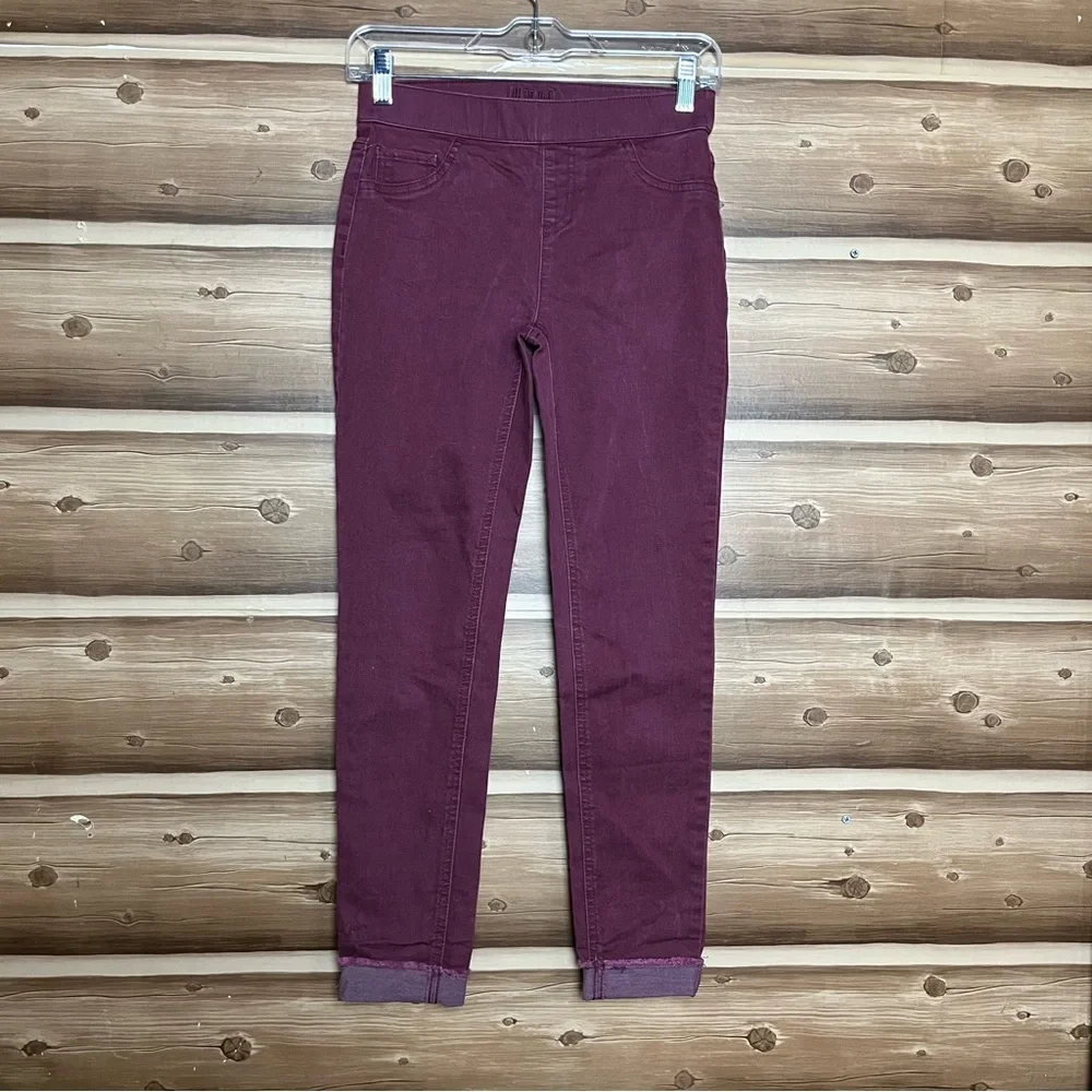 5 for $30 Justice girl skinny mid rise elastic waist‎ ankle burgundy jeans Sz 14